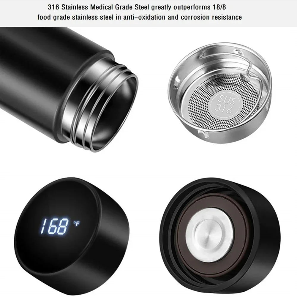 Digital Thermos Bottle: Stainless Steel with Temperature Display 500ml