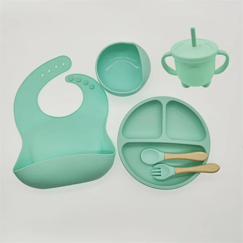 Little Feast" Baby Silicone Feeding Set: Comprehensive 8-Piece Mealtime Kit