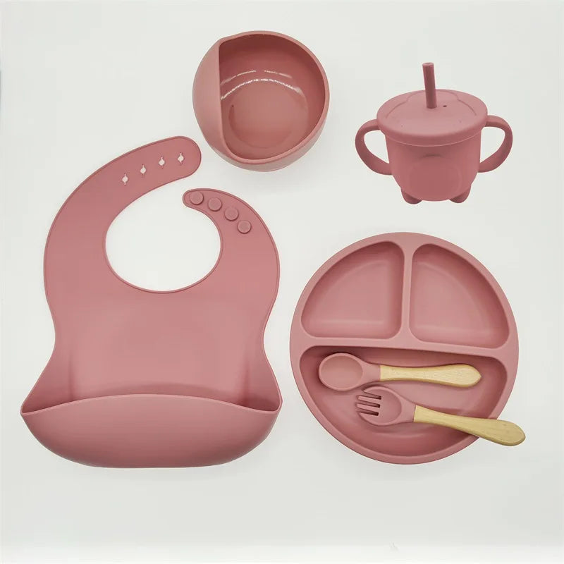 Little Feast" Baby Silicone Feeding Set: Comprehensive 8-Piece Mealtime Kit